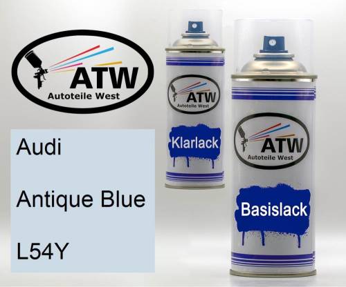 Audi, Antique Blue, L54Y: 400ml Sprühdose + 400ml Klarlack - Set, von ATW Autoteile West.